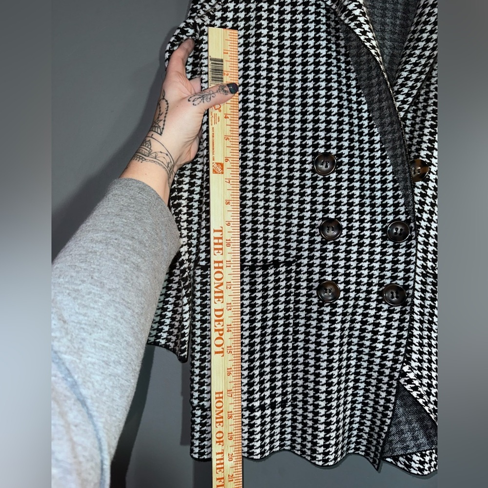 Marled Houndstooth Coatigan Jacket Soft Double Breasted Knit Size S - Picture 8 of 10